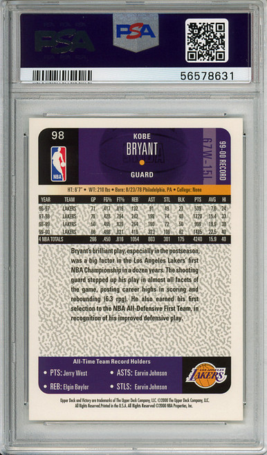 Kobe Bryant 2000-01 Victory #98 PSA 10 Gem Mint (#56578631)