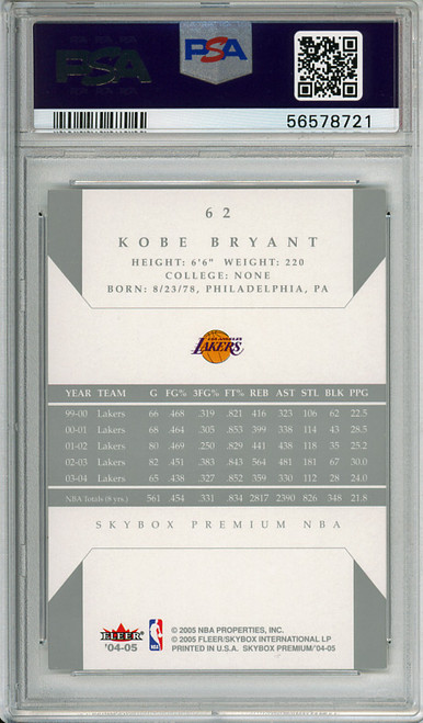 Kobe Bryant 2004-05 Skybox Premium #62 PSA 10 Gem Mint (#56578721)