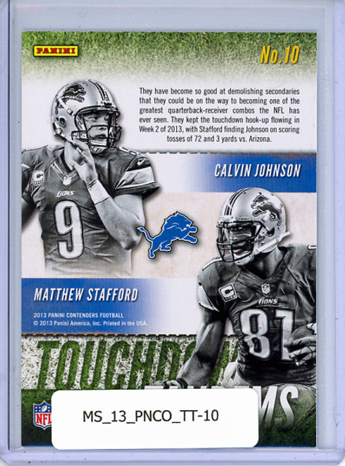 Matthew Stafford, Calvin Johnson 2013 Contenders, Touchdown Tandems #10