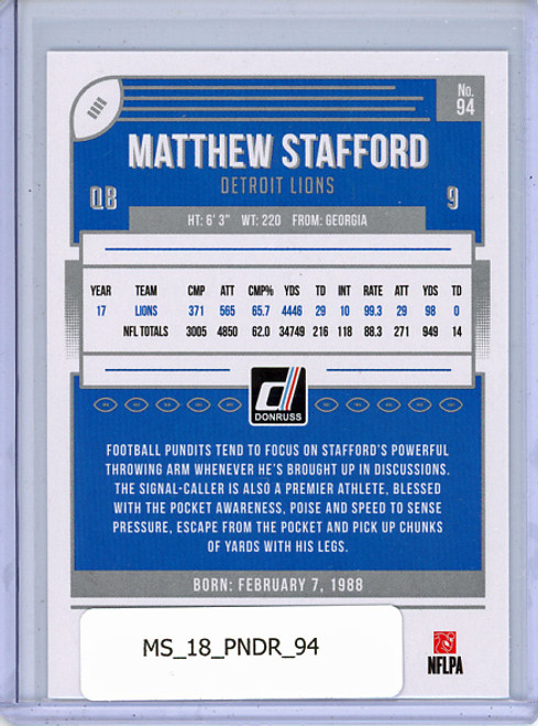 Matthew Stafford 2018 Donruss #94