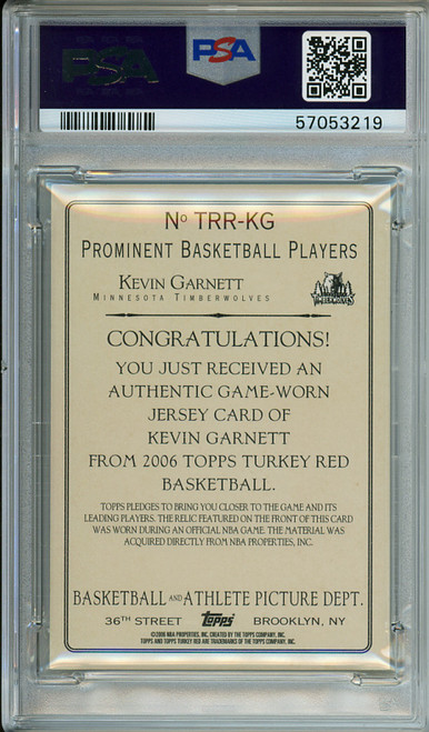 Kevin Garnett 2006-07 Turkey Red, Relics #TRR-KG PSA 6 Excellent-Mint (#57053219)