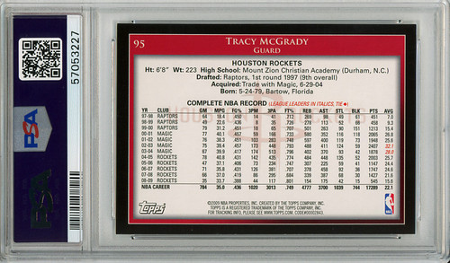 Tracy McGrady 2009-10 Topps #95 PSA 8 Near Mint-Mint (#57053227)
