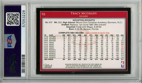 Tracy McGrady 2009-10 Topps #95 PSA 8 Near Mint-Mint (#57053228)