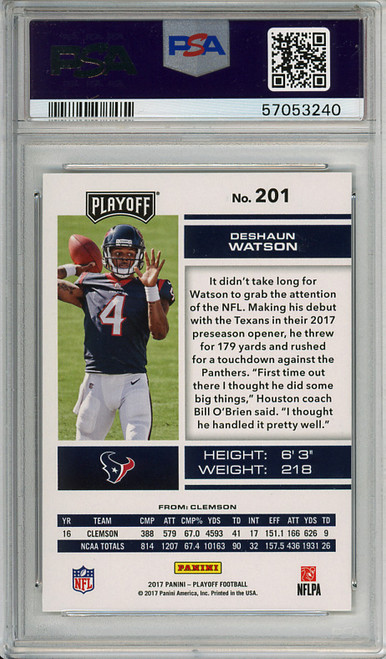 Deshaun Watson 2017 Playoff #201 PSA 10 Gem Mint (#57053240)