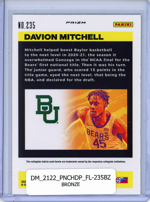 Davion Mitchell 2021-22 Chronicles Draft Picks, Flux #235 Bronze