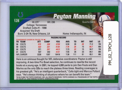 Peyton Manning 2002 Topps Chrome #128