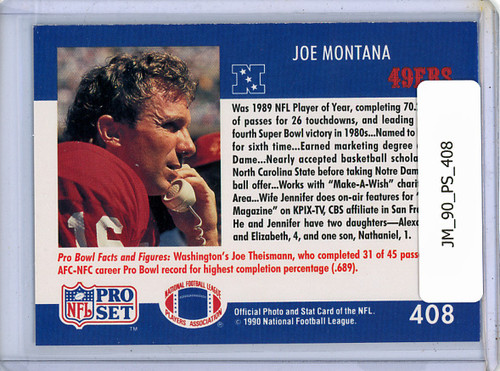 Joe Montana 1990 Pro Set #408 Pro Bowl