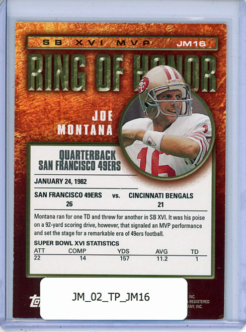 Joe Montana 2002 Topps, Ring of Honor #JM16