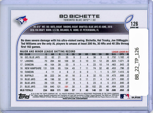 Bo Bichette 2022 Topps #126