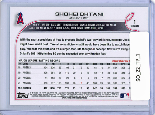 Shohei Ohtani 2022 Topps #1