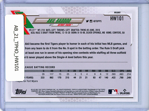 Akil Baddoo 2021 Topps Holiday #HW101