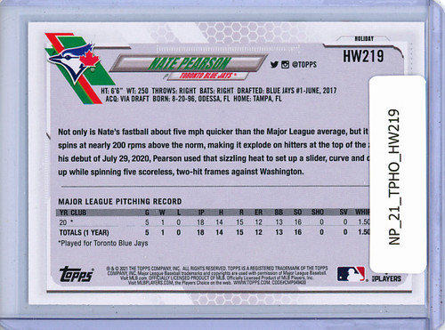 Nate Pearson 2021 Topps Holiday #HW219