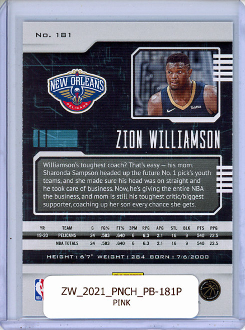 Zion Williamson 2020-21 Chronicles, Playbook #181 Pink
