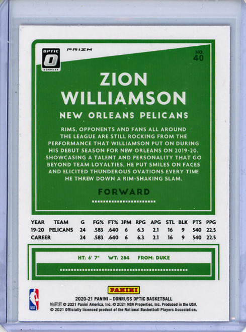 Zion Williamson 2020-21 Donruss Optic #40 Hyper Pink (3)