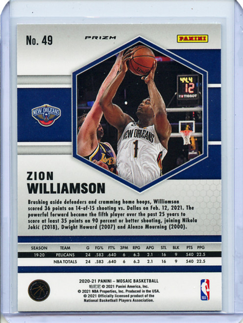 Zion Williamson 2020-21 Mosaic #49 Pink Camo (1)
