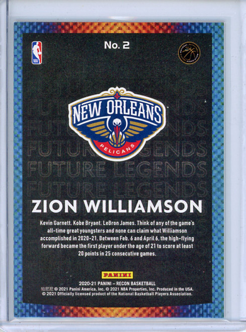 Zion Williamson 2020-21 Recon, Future Legends #2 Red (#133/199)