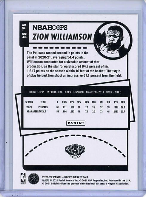 Zion Williamson 2021-22 Hoops #84 Silver (#121/199)