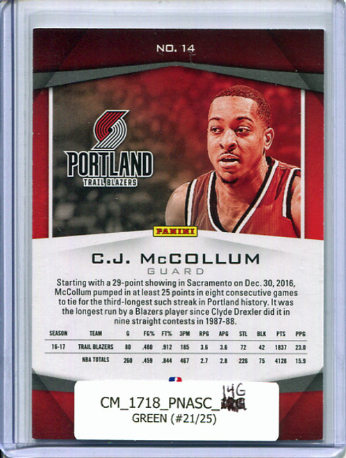 C.J. McCollum 2017-18 Ascension #14 Green (#21/25)