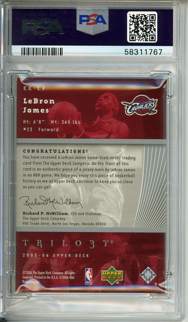 LeBron James 2005-06 Trilogy, The Cutting Edge Jersey #CE-LJ PSA 7 Near Mint (#58311767)