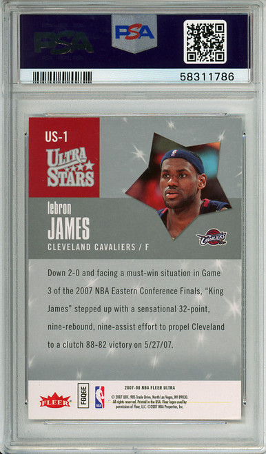 LeBron James 2007-08 Ultra, Ultra Stars #US-1 PSA 8 Near Mint-Mint (#58311786)