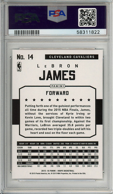 LeBron James 2015-16 Hoops #14 PSA 10 Gem Mint (#58311822)