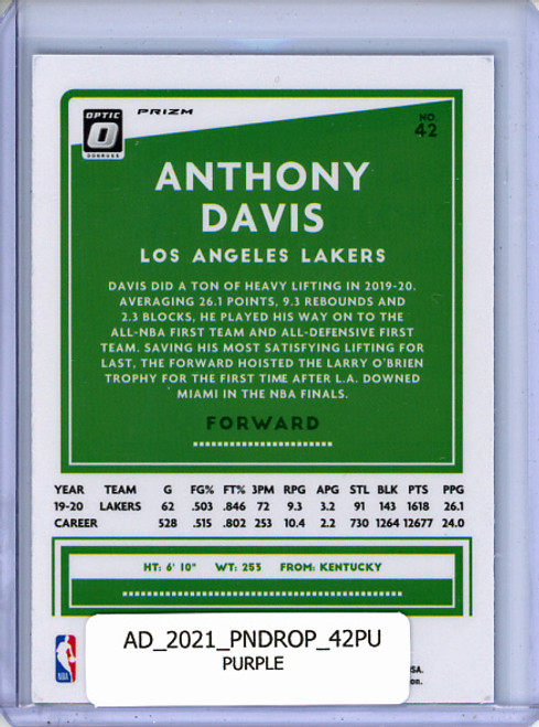 Anthony Davis 2020-21 Donruss Optic #42 Purple