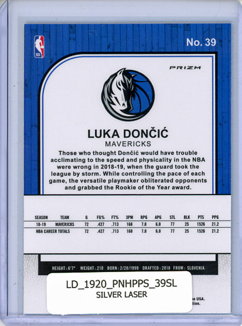 Luka Doncic 2019-20 Hoops Premium Stock #39 Silver Laser