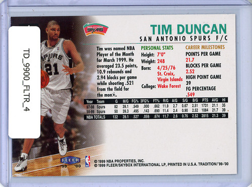 Tim Duncan 1999-00 Tradition #4