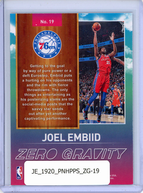 Joel Embiid 2019-20 Hoops Premium Stock, Zero Gravity #19