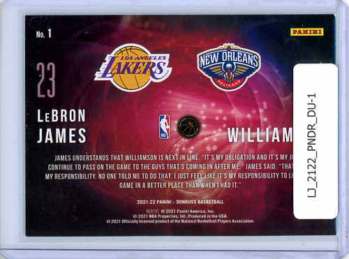 LeBron James, Zion Williamson 2021-22 Donruss, Duos #1