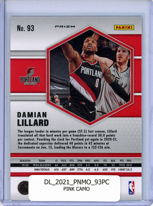 Damian Lillard 2020-21 Mosaic #93 Pink Camo