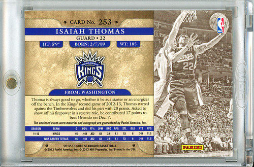 Isaiah Thomas 2012-13 Gold Standard #253 Patch Autograph (1)