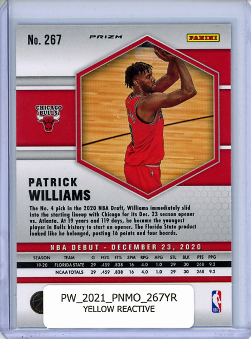 Patrick Williams 2020-21 Mosaic #267 NBA Debut Yellow Reactive