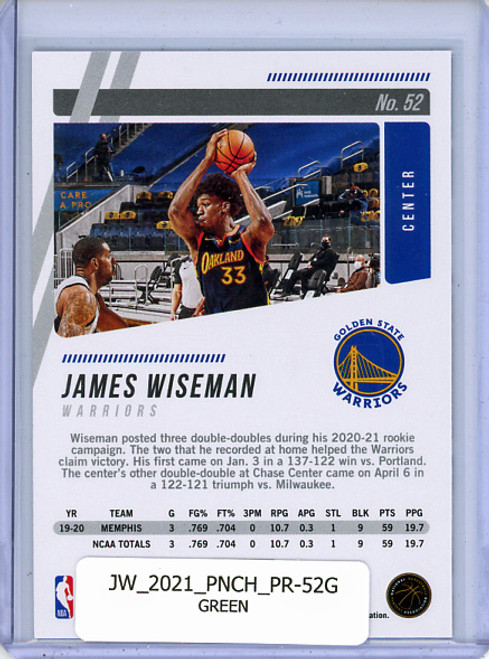 James Wiseman 2020-21 Chronicles, Prestige #52 Green