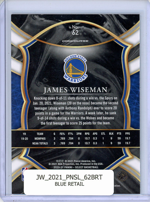 James Wiseman 2020-21 Select #62 Concourse Blue Retail