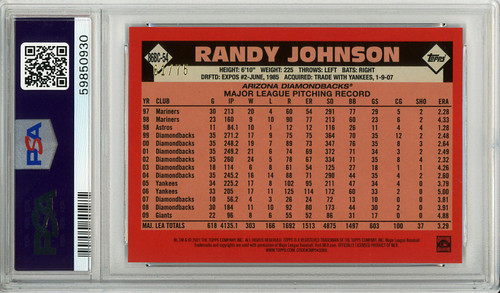 Randy Johnson 2021 Topps, Silver Pack Chrome #86BC-54 Purple Refractors (#61/75) PSA 10 Gem Mint (#59850930)