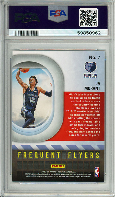 Ja Morant 2020-21 Hoops, Frequent Flyers #7 Green Explosion (#09/89) PSA 9 Mint (#59850962)