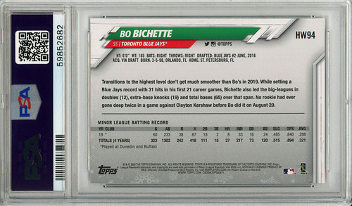 Bo Bichette 2020 Topps Holiday #HW94 Photo Variations - Santa Hat PSA 10 Gem Mint (#59852682)