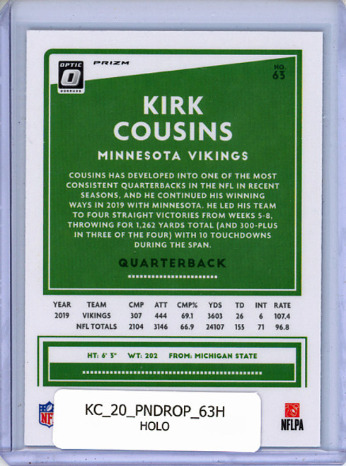 Kirk Cousins 2020 Donruss Optic #63 Holo