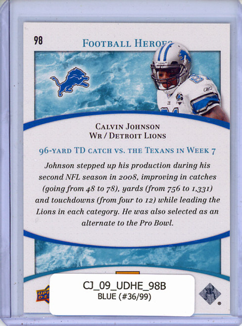 Calvin Johnson 2009 UD Heroes #98 Blue (#36/99)