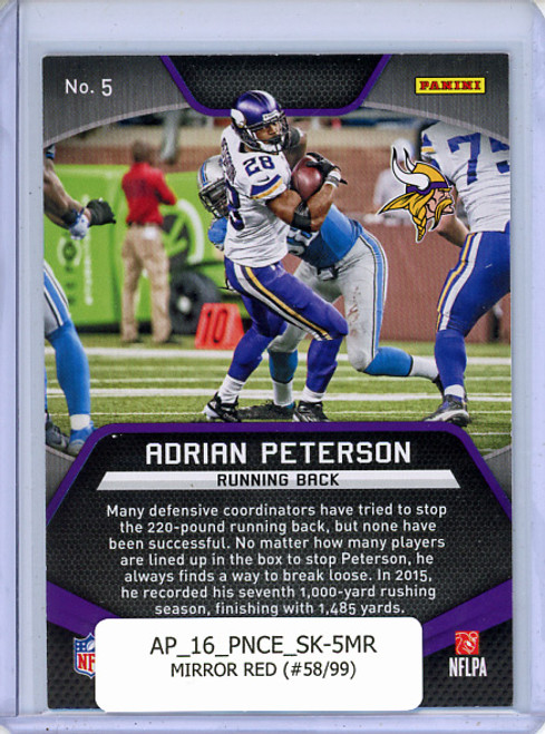 Adrian Peterson 2016 Certified, Skills #5 Mirror Red (#58/99)