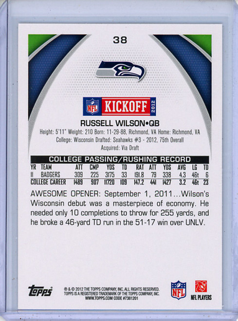 Russell Wilson 2012 Topps Kickoff #38 (1)