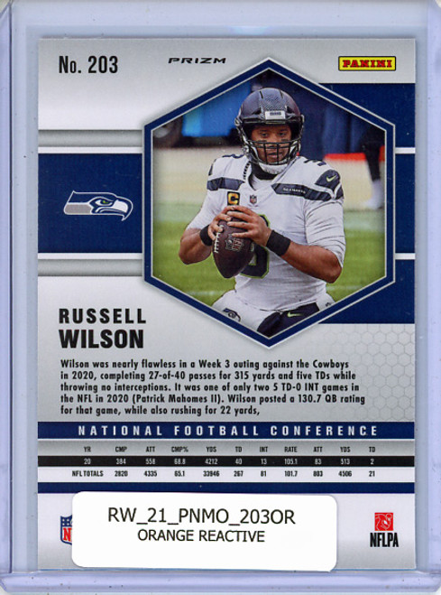 Russell Wilson 2021 Mosaic #203 NFC Orange Reactive