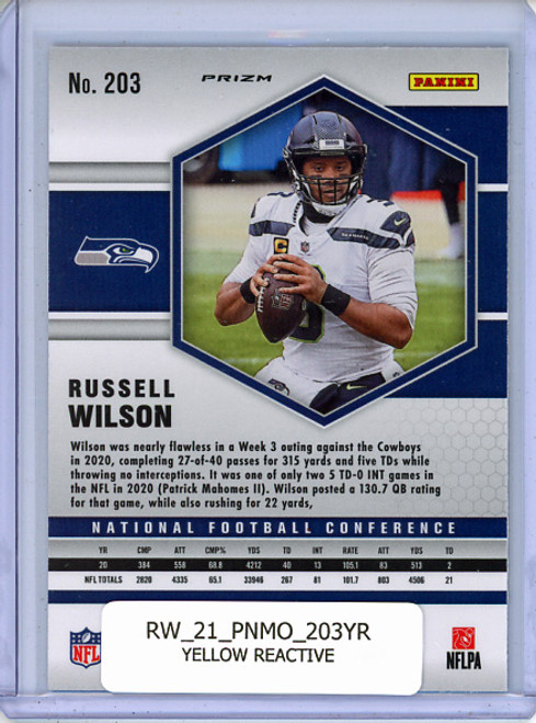Russell Wilson 2021 Mosaic #203 NFC Yellow Reactive