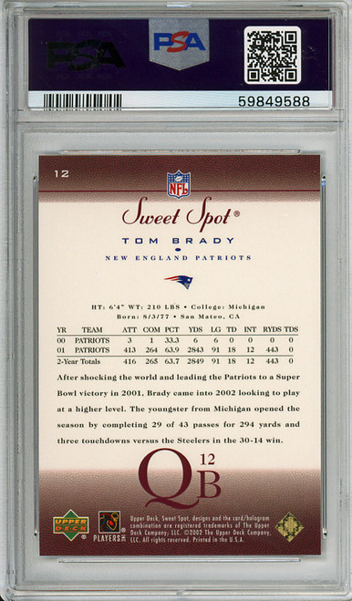 Tom Brady 2002 Sweet Spot #12 PSA 10 Gem Mint (#59849588)