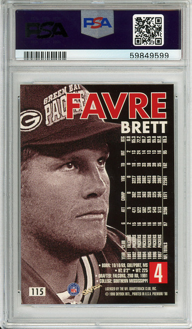 Brett Favre 1998 Skybox Premium #115 PSA 10 Gem Mint (#59849599)