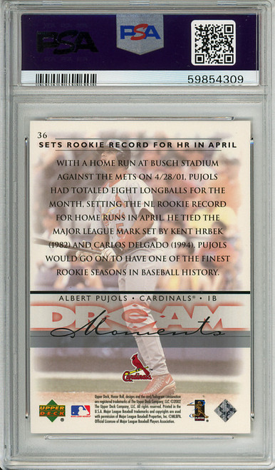 Albert Pujols 2002 Honor Roll #36 PSA 10 Gem Mint (#59854309)