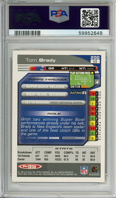 Tom Brady 2004 Total #200 Silver PSA 9 Mint (#59952649)