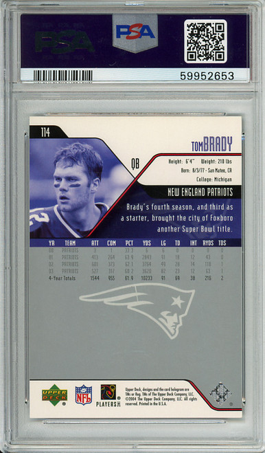 Tom Brady 2004 Upper Deck #114 PSA 9 Mint (#59952653)