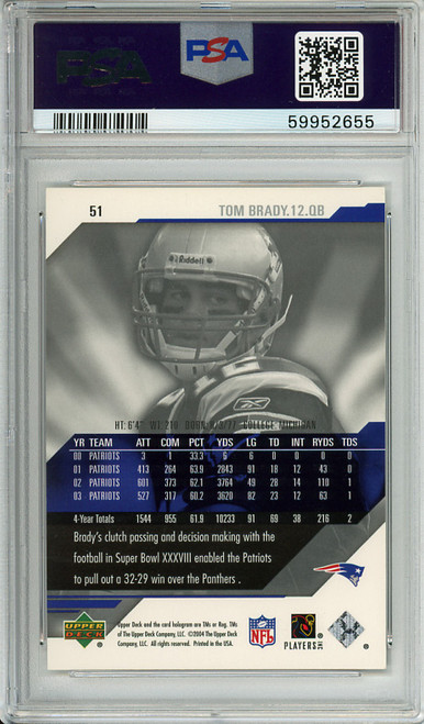 Tom Brady 2004 Pro Sigs #51 PSA 10 Gem Mint (#59952655)